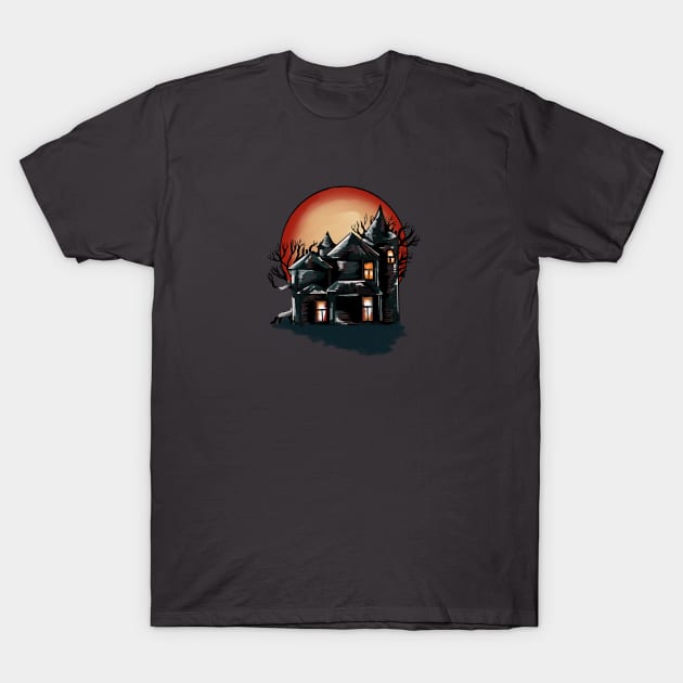 Creepy old haunted house Haloween decoration T-Shirt by Kyradem